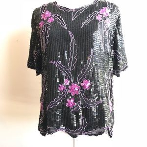 Vintage sequin top with beading.